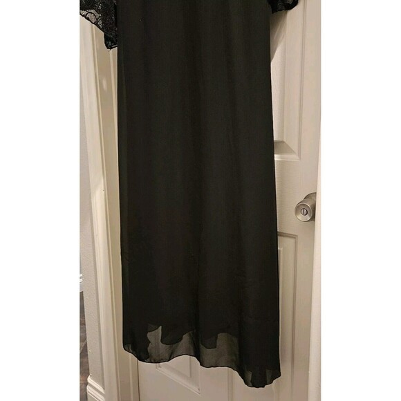 Black Lace Maxi Gown Dress Medium Size 6/8 Sheer with Slip Side Zip Worn Once - Picture 5 of 13